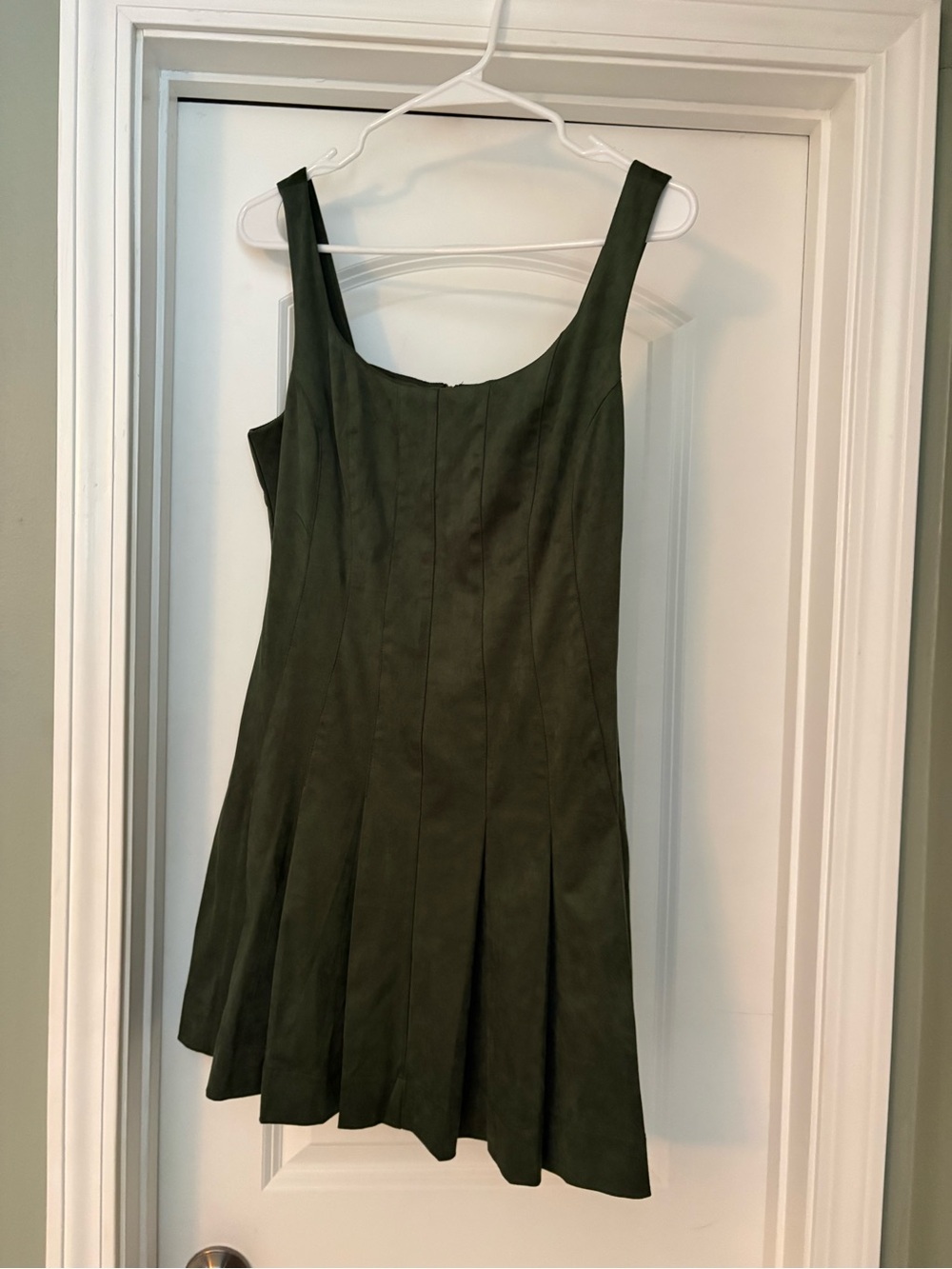 En Saison Olive Green Sleeveless A-Line Mini Dress
